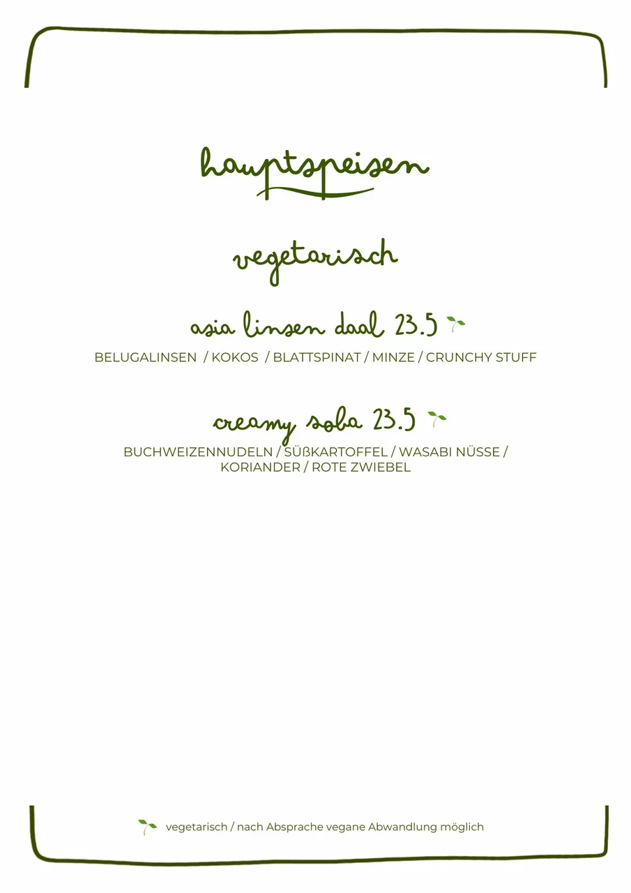 Open Kitchen Restaurant Hamburg Essen Vegan Vegetarisch Abendkarte Speisekarte