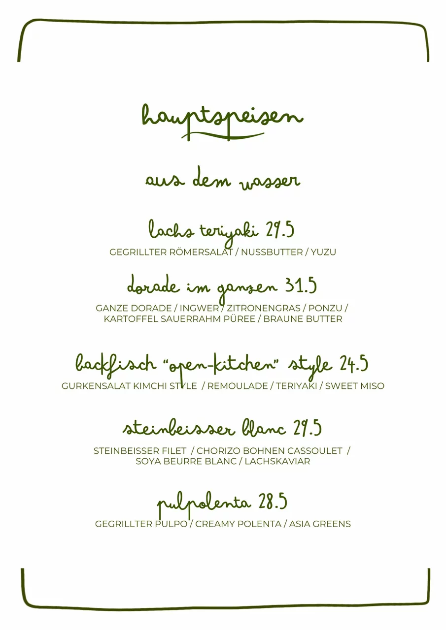 Open Kitchen Restaurant Hamburg Essen Vegan Vegetarisch Abendkarte Speisekarte